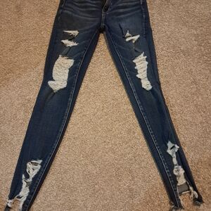 American Eagle Outfitters Ripped Dark Blue Skinny Jeans